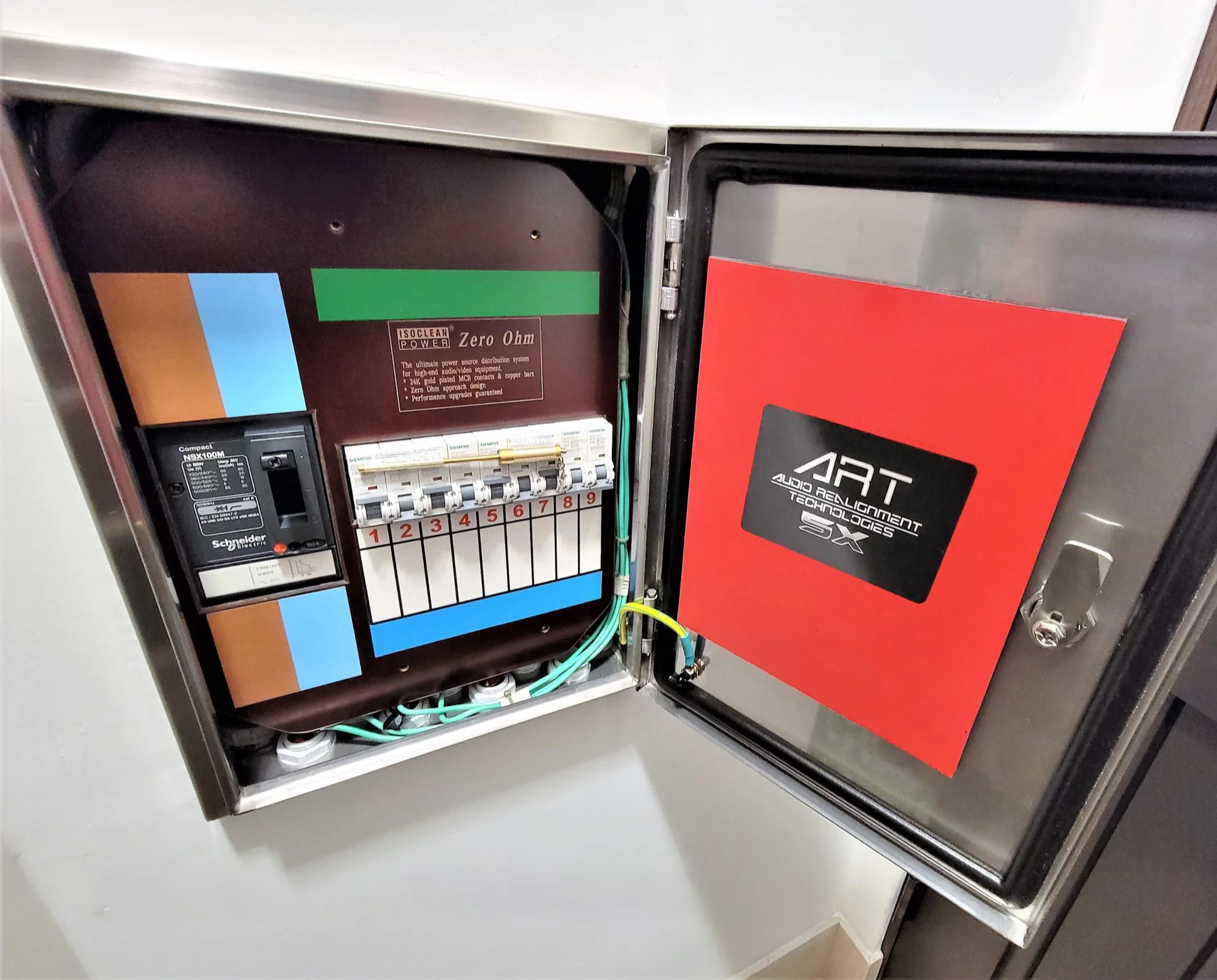 ART 5X electromagnetic treatment installed inside an electrical distribution panel